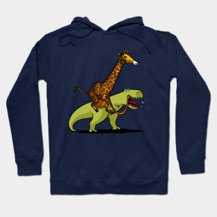 Giraffe Riding T-Rex Dinosaur Hoodie